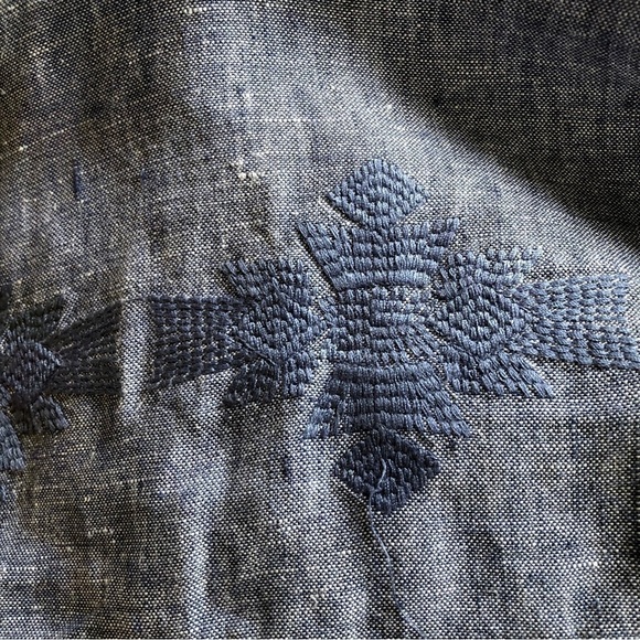 Artisan NY Embroidered Linen Shift Dress Women 8 Light Blue and Darker Embroider - Picture 3 of 8